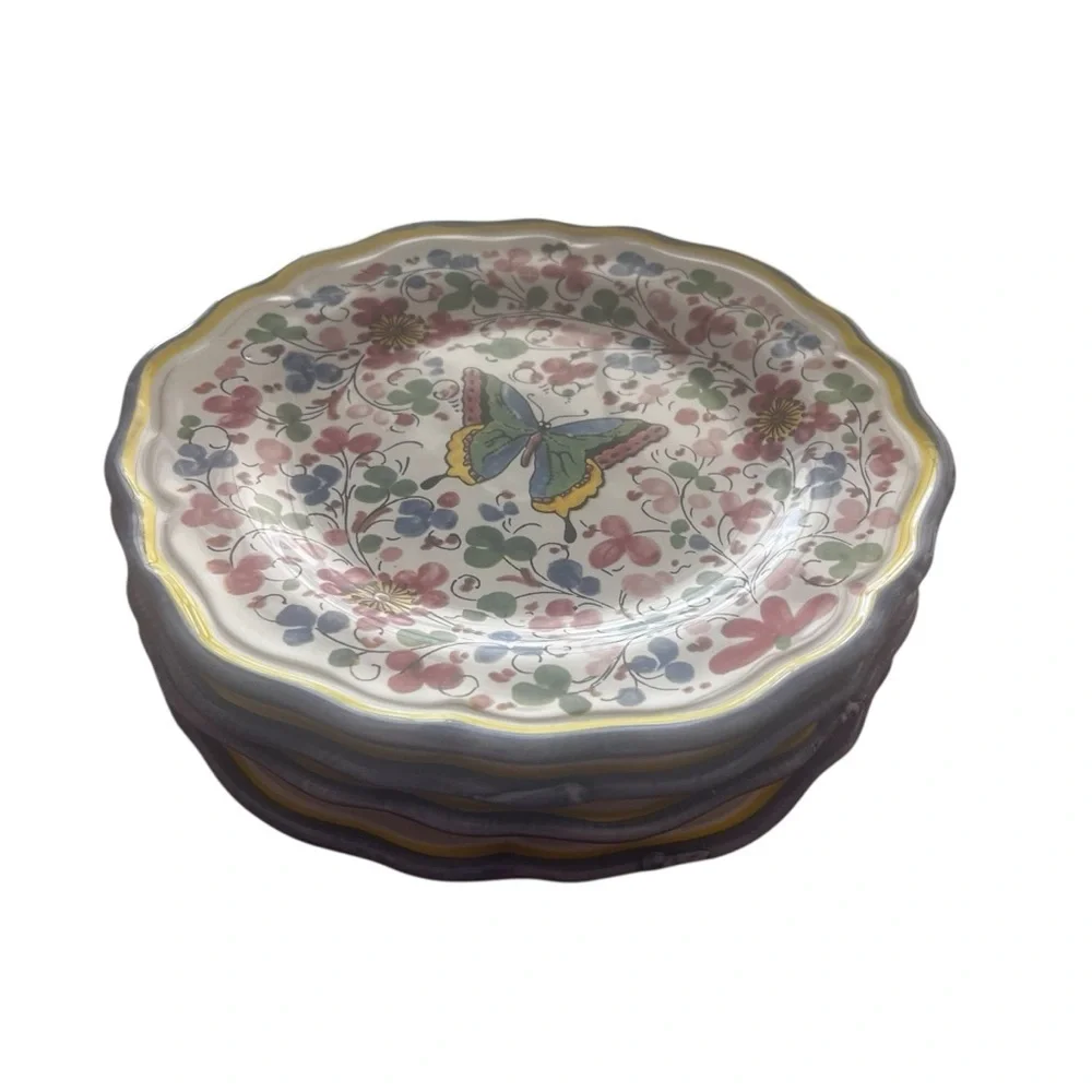 Sur La Table Butterfly Salad Plates Four Hand Painted